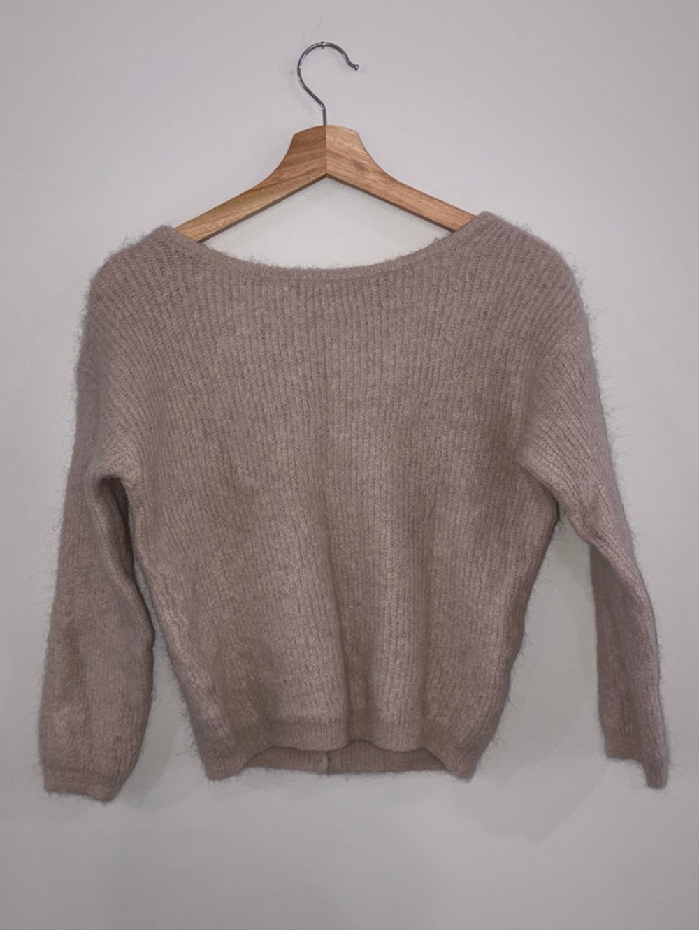 Simons Taupe Fuzzy Button-Up Cardigan - Picture 2 of 3